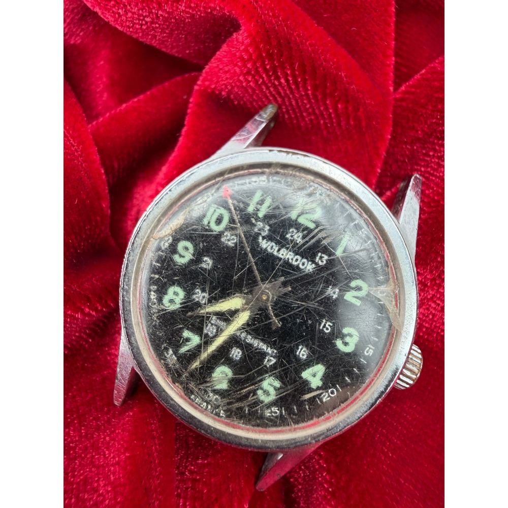 Vintage Wolbrook Military Style Watch Black Dial Luminous France Parts Repair